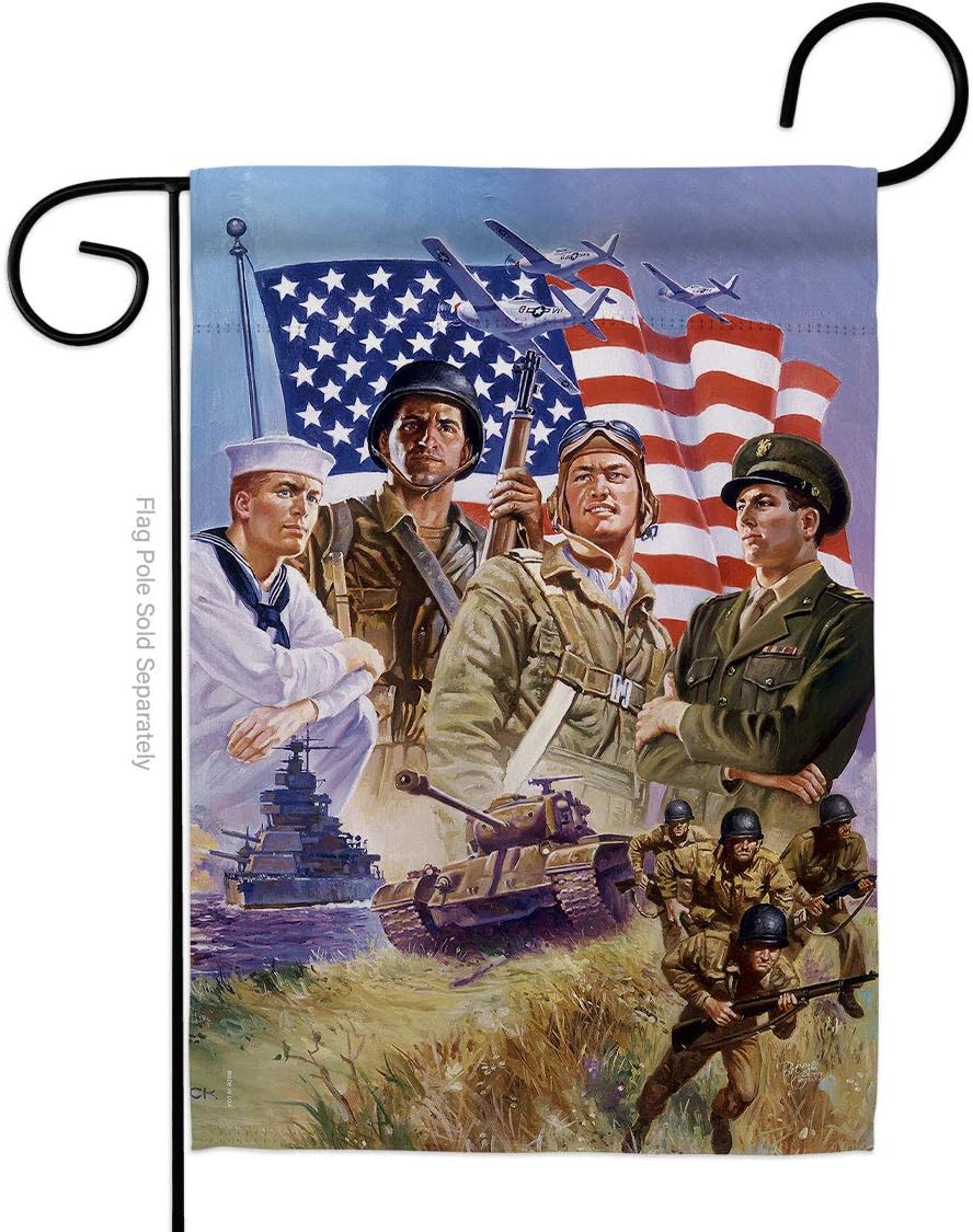 Breeze Decor G161072-BO The Armed Forces Americana Patriotic Decorative Vertical Garden Flag, 13"x 18.5", Multi-Color