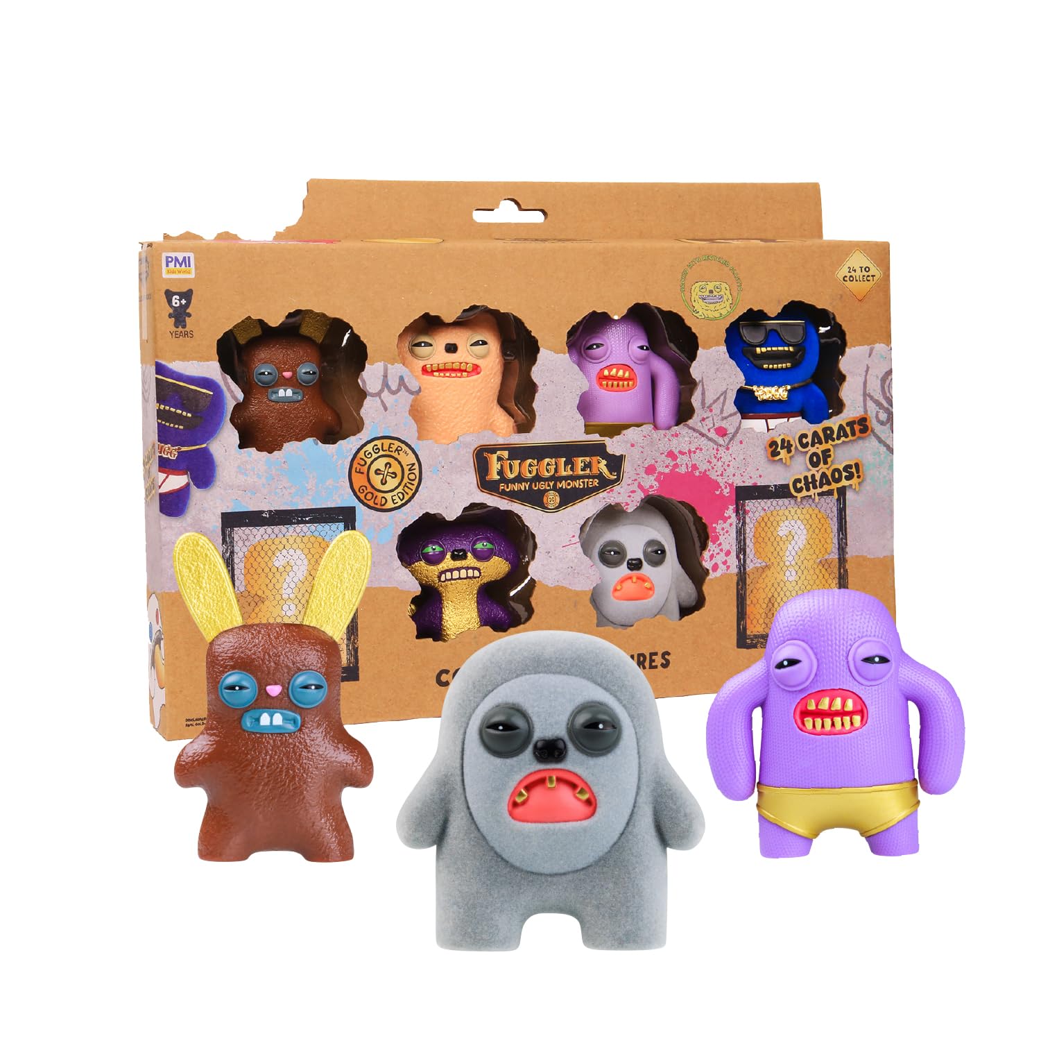 Fuggler Gold Edition Collectible Figures 8 Pack Deluxe Box Mystery Characters 24 Styles Rare Ultra Rare Hidden Figures Official Toy B