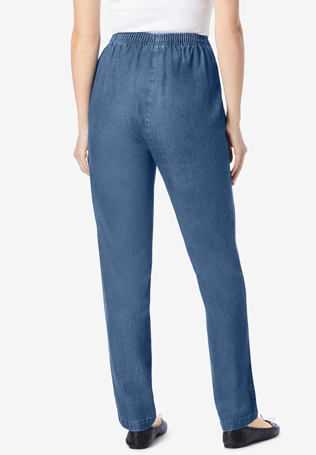 Woman Within Plus Size 7-Day Straight-Leg Elastic-Waist Denim Jean (Petite & Tall Available) - 20 T, Medium Stonewash