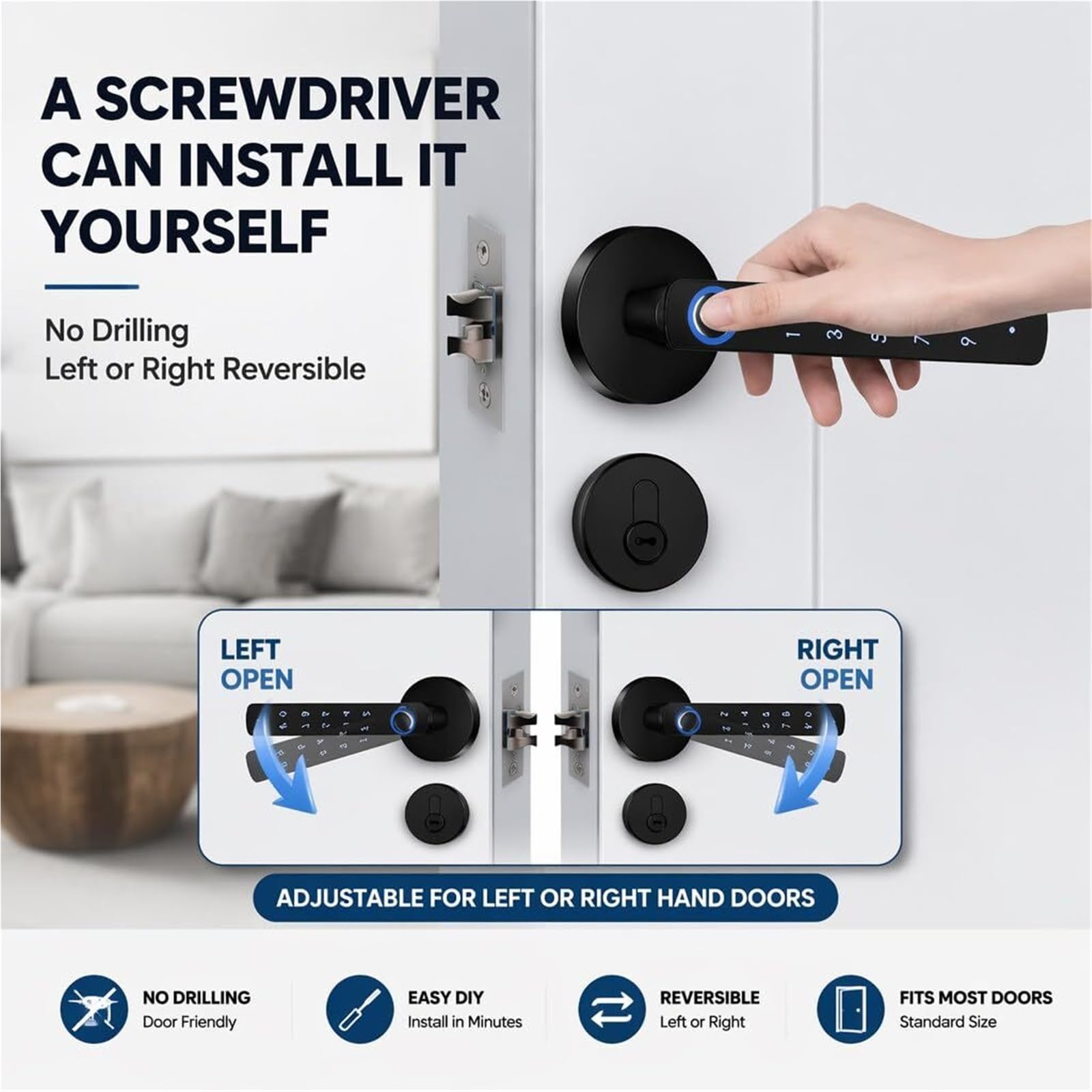 Serrure Connectee 5 en 1 Serrure Empreinte Digitale Inteligente