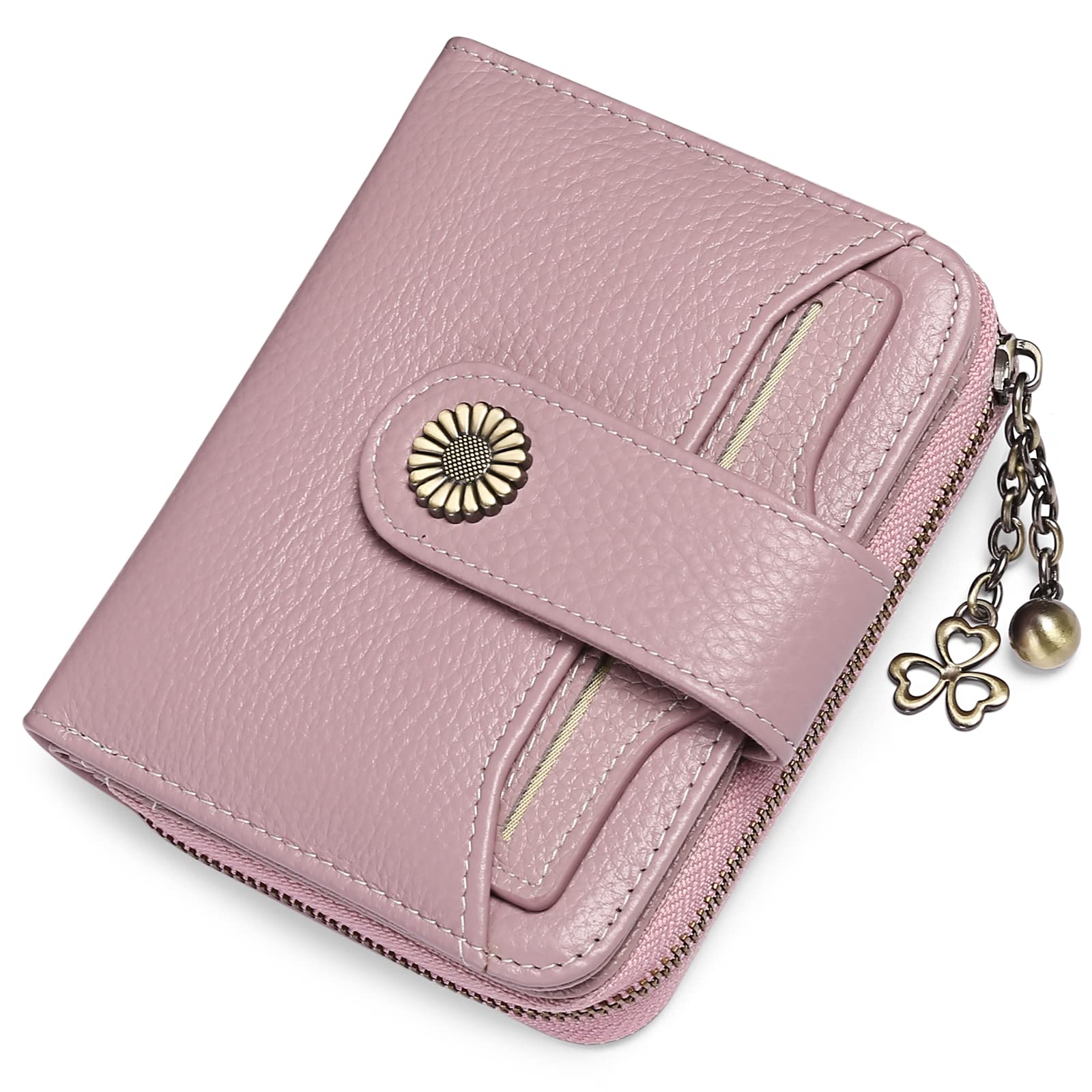 SENDEFN Women's Bi-fold Wallet, Genuine Leather, Popular, Stylish, Soft to the Touch, Genuine Product (Coin Pocket Included) RFID & Magnetic Skimming Prevention, Cf-Lilac