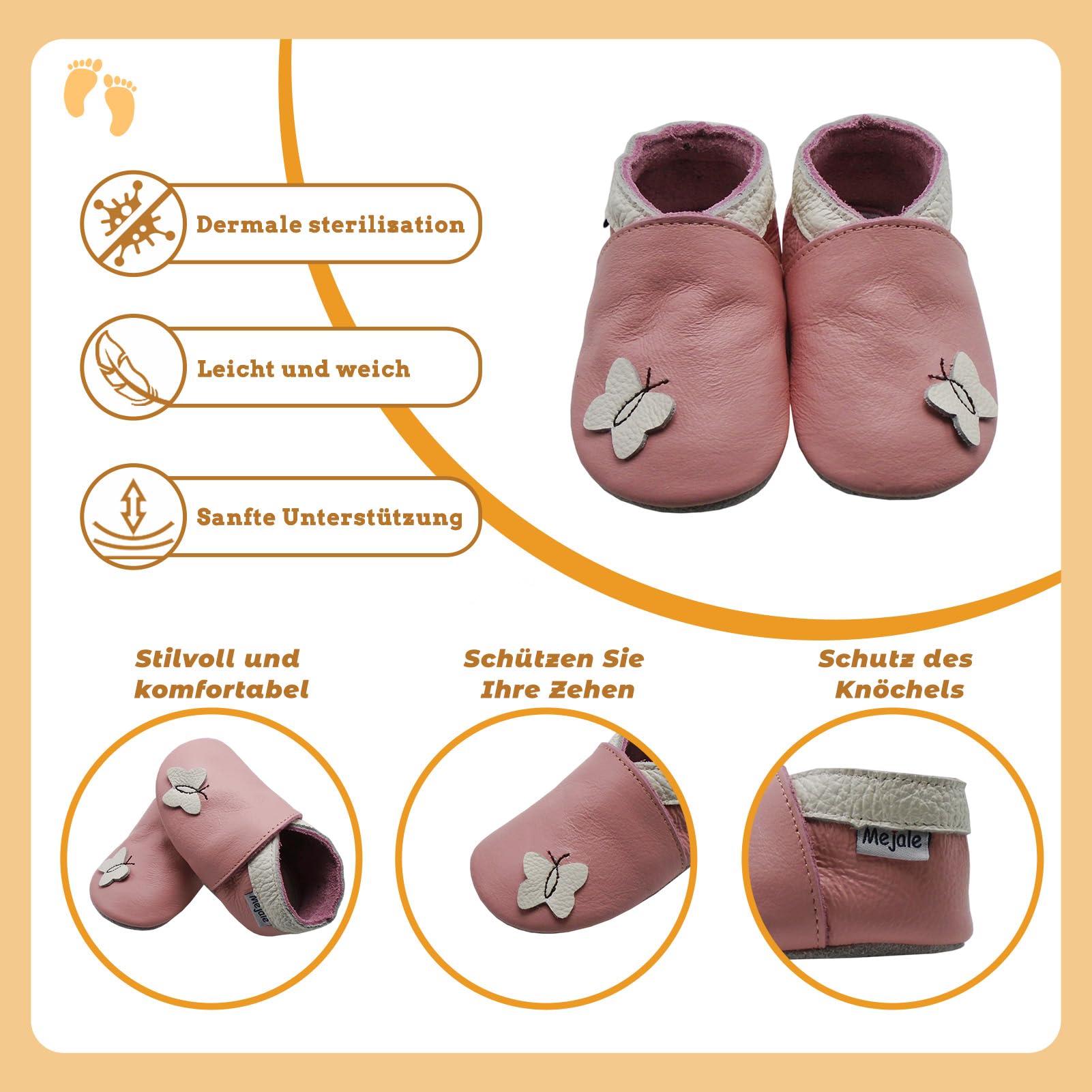Mejale Baby Lederschuhe Krabbelschuhe Baby Lauflernschuhe Infant Crawling Kleinkind Mokassins Jungen Babyschuhe Mädchen Hausschuhe Babyhausschuhe