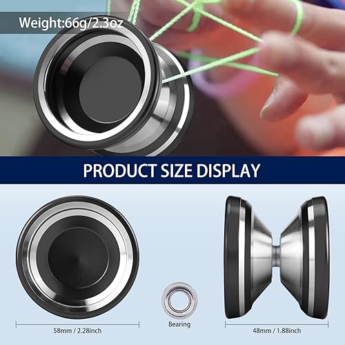 Miniatura 3 de FETESNICE Yoyo Yoyo de aluminio de alta calidad sin respuesta Yoyo profesional de gran distancia Yoyo avanzado como regalo para adultos y