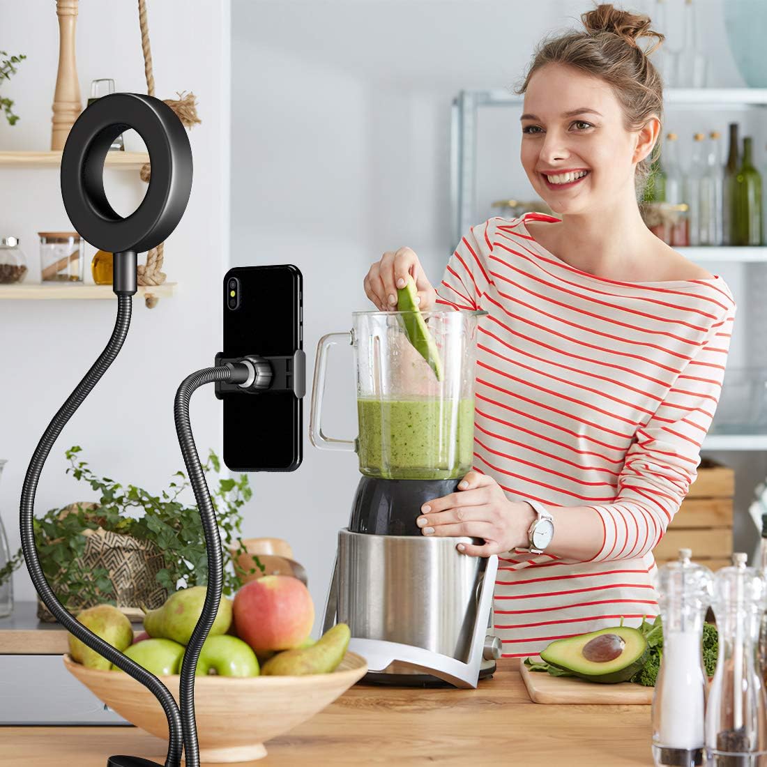 Flаѕh Sаlе DAVID ROCCO Selfie Ring Light with Flexible Goose Neck Phone Clip 3 Light Modes and 10 Brightness LED Ring Light Compatible with Smart Phone for YouTube, Facebook, Live Stream, Makeup