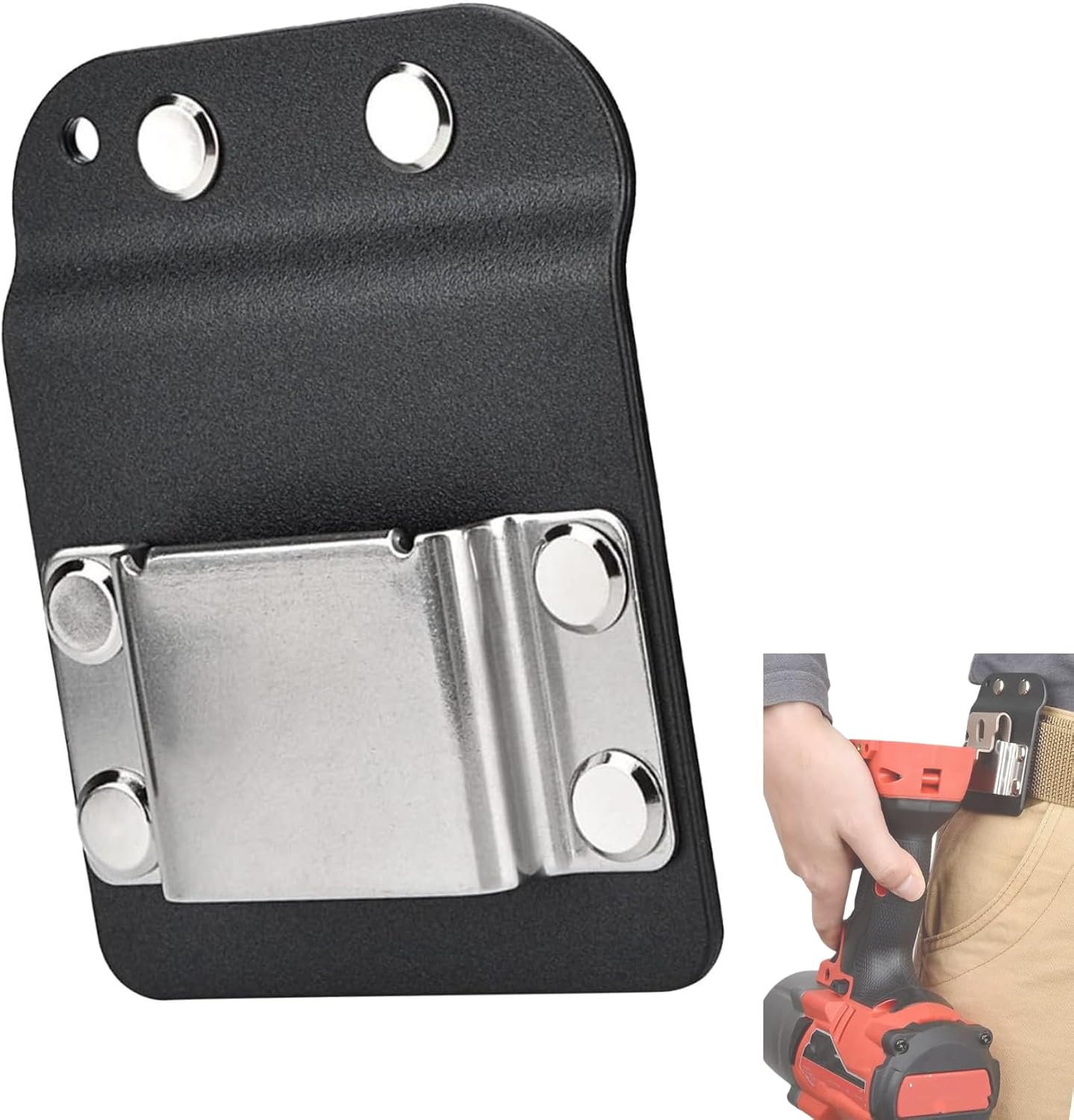 Yosoo Health Gear Drill Belt Holder, Stainless Steel Heavy Duty Clip | Quick Release Less 2 Belts, Electric Tape Tools, Carpenter Waist Hanger