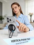 Lamicall Magnetic Phone Ring Holder - [Soft Silicone Loop] Vertical-Friendly Magnetic Phone Stand, Magnet Finger Ring Stand, Cellphone Grip Holder for iPhone17/16/15/14/13, Pro, Pro Max, Air, Black