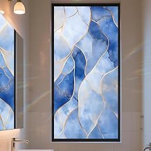 Stained Glass Window Privacy Film Static Cling - Rainbow Glass Decorative Sun Blocking Window Covering, Non-Adhesive Removable Stickers for Home & Office, 17.5" x 39.3"
