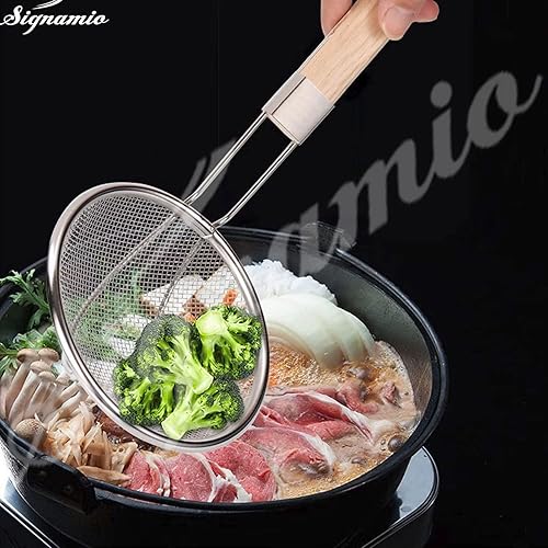 Miniatura 5 de Puri & Poori - Colador de aceite para freír profundo de acero inoxidable de 16 pulgadas, herramienta de cocina para freír, cocinar y colar, con