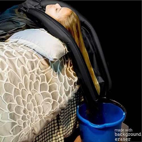 Miniatura 3 de Capa de embudo de champú inflable para lavar el cabello en cualquier silla y lavabo. Dispositivo de bandeja portátil negra para usar en salón, en