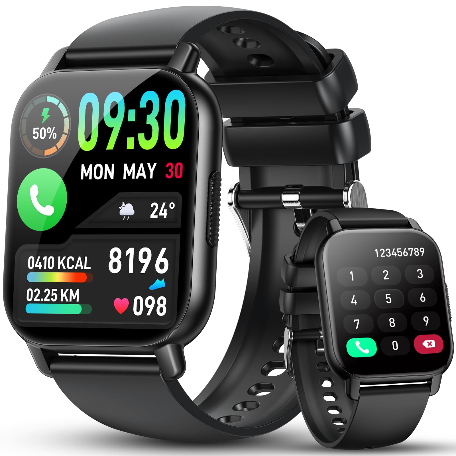 Smartwatch Uomo Donna, Effettua e Risposta Chiamate,1.85" Orologio Smartwatch con SpO2 Cardiofrequenzimetro Contapassi, 112+ Sportive Fitness Tracker, Impermeabile IP68 Smart watch per Android iOS