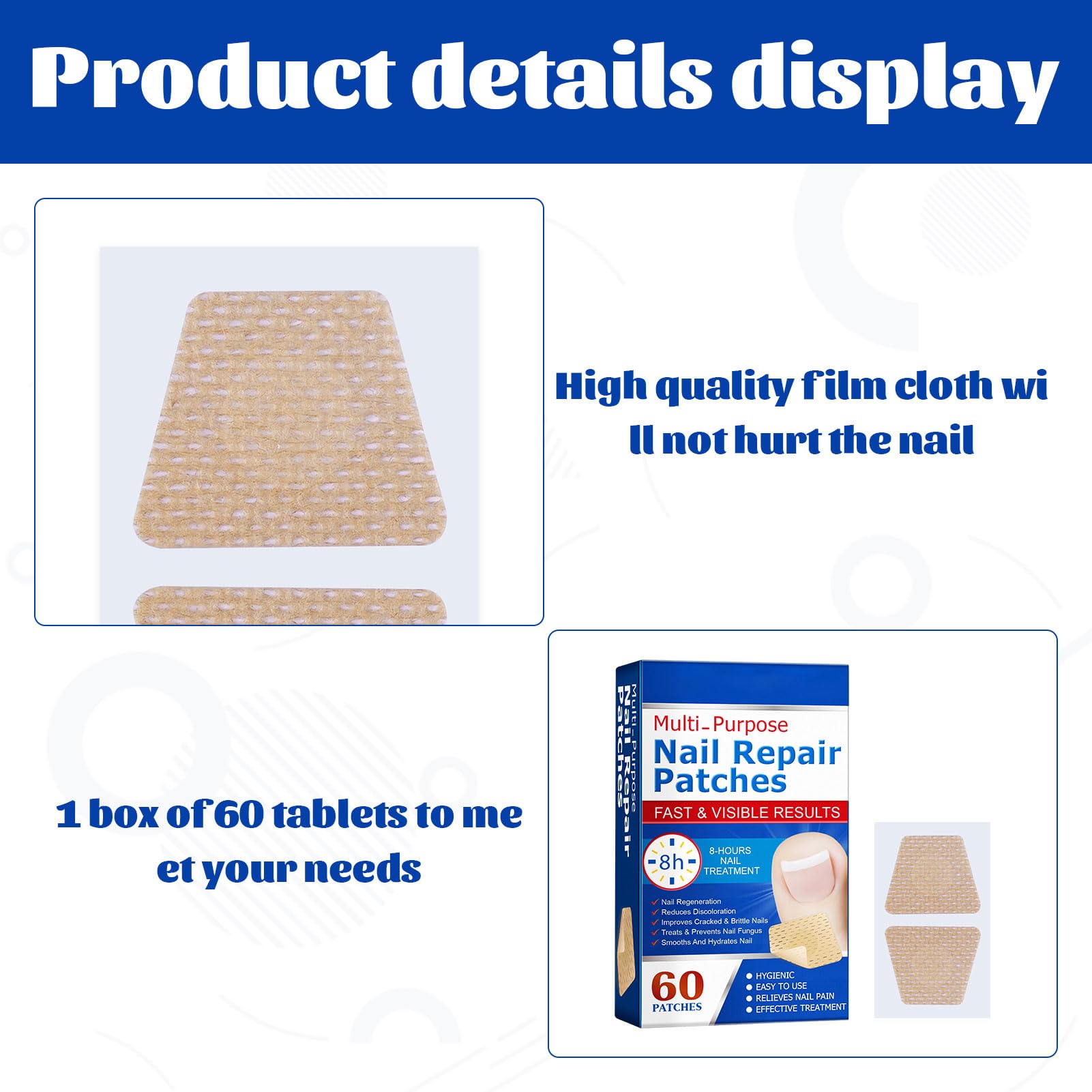 Fungal Nail Treatment for Toenails Extra Strong,1 BOX 60PCS Nail Repair Patches,Nail Fungus Treatment for Toenail,Toe Nail Fungal Treatment for Toenails Extra Strong,Nail Fungal Treatment Patches - Image 3