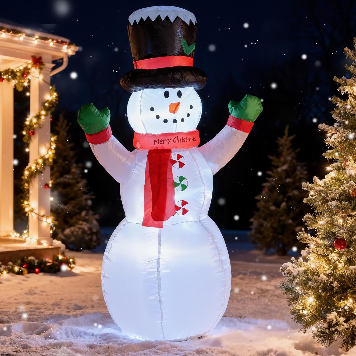 4 FT Christmas Snowman Inflatables Christmas Blow up Snow Man Decoration with LED Lights Indoor Outdoor Winter Outside Holiday Party Patio Garden Lawn Decor - Image 3