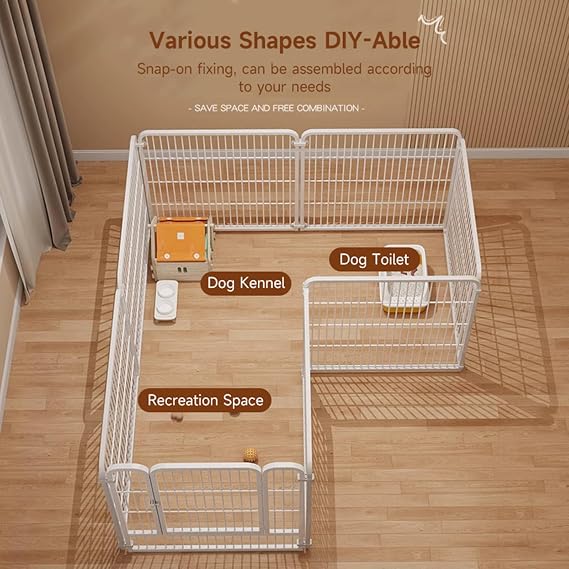 Dog Playpen,6/9-Piece Door Heavy Duty Metal Pet Playpen,Anti-Climbing & Bite-Proof Puppy Kennel, DIY Adjustable Indoor/Outdoor Playpen for Small to Medium Dogs