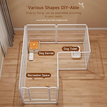Dog Playpen,6/9-Piece Door Heavy Duty Metal Pet Playpen,Anti-Climbing & Bite-Proof Puppy Kennel, DIY Adjustable Indoor/Outdoor Playpen for Small to Medium Dogs