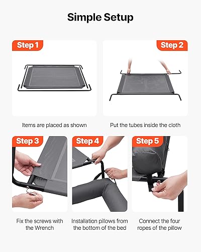 Miniatura 5 de VEVOR Cama elevada para perros grandes, cuna elevada portátil para perros con almohada lavable, cama hamaca elevada para interiores y exteriores,