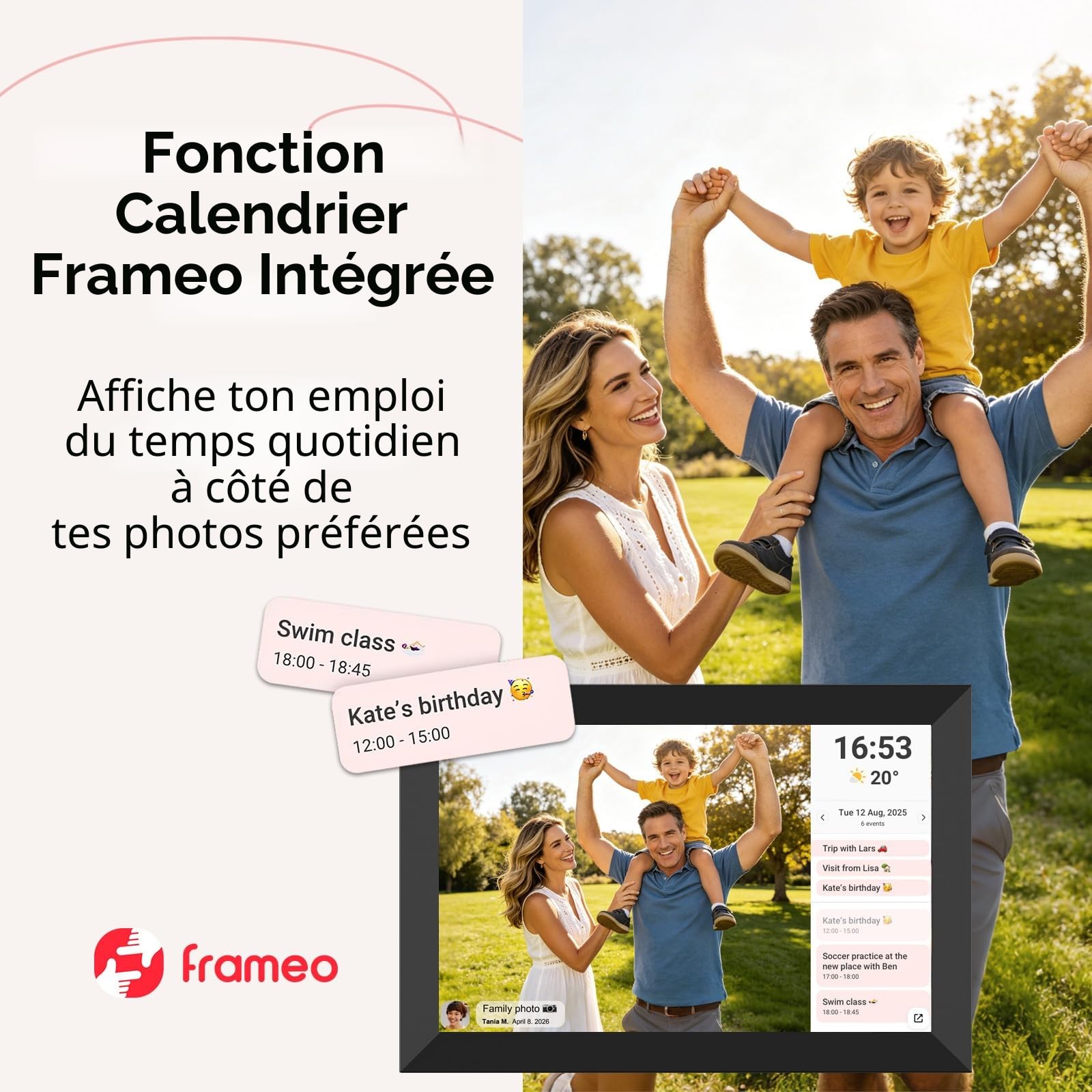 Frameo Cadre Photo numérique Wi-FI 32 Go Cadre Photo numérique 10,1" 1280 x 800 IPS Écran Tactile LCD Smart Cloud avec Rotation Automatique Moments Partager immédiatement Via l'application Frameo