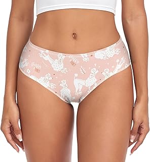 Dallonan Women's Underwear Brief Breathable Soft Bamboo Fiber Knickers Fancy White Poodle Dog Pink XS