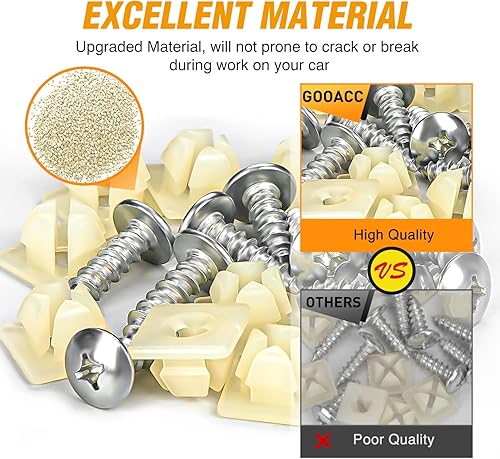 Miniatura 3 de GOOACC Kit de tornillos para matrícula, tornillos de acero inoxidable con tuercas de nailon para sujetar placas delanteras y traseras en