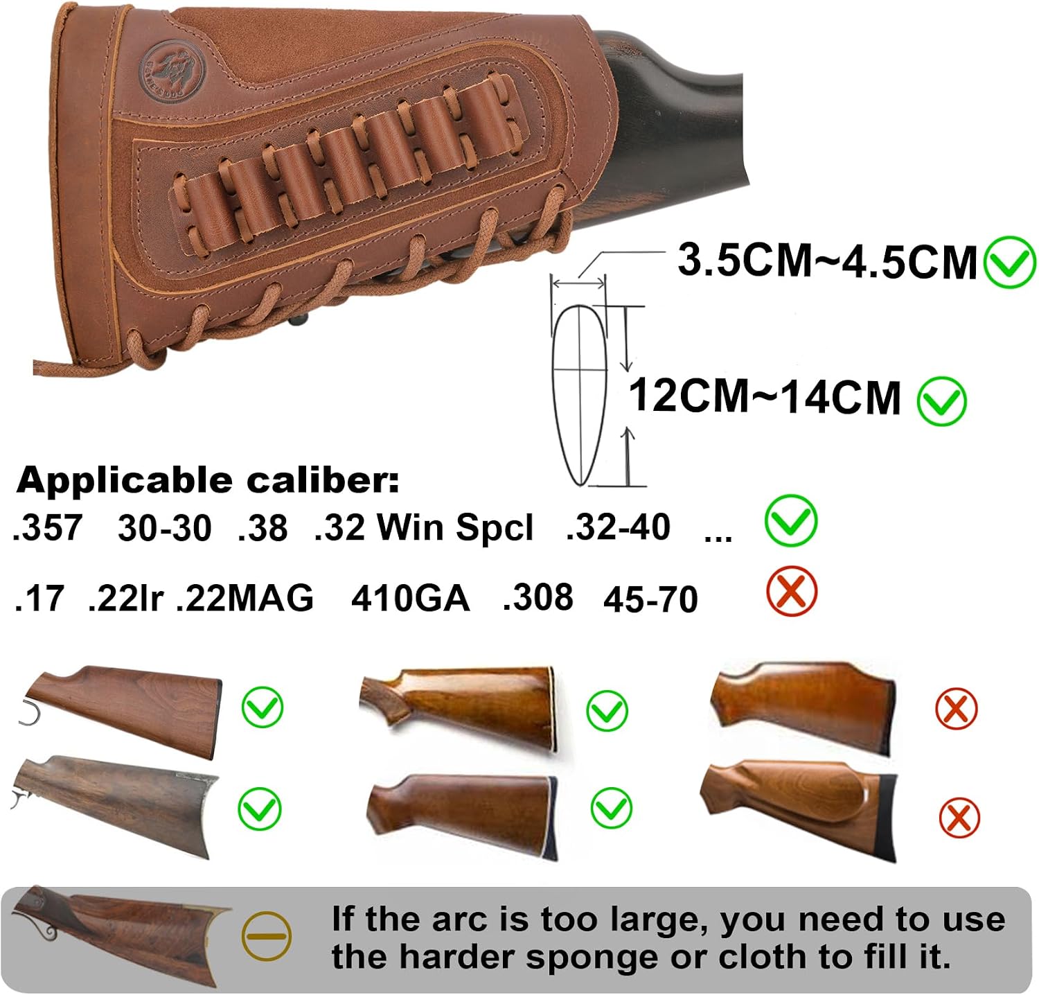 Buttstock Ammo Holder for .357 30-30 .38 .32Win Spcl .32-40 Shell Holder Real Leather Rifle Cartridge Magazine Premium Quality