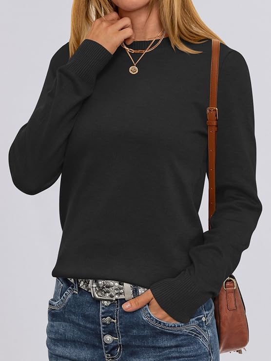 ANRABESS Sweaters for Women Long Sleeve Lightweight Crewneck Soft Basic Knit Loose Fit Pullover Top 2026 Fall Trendy Outfits