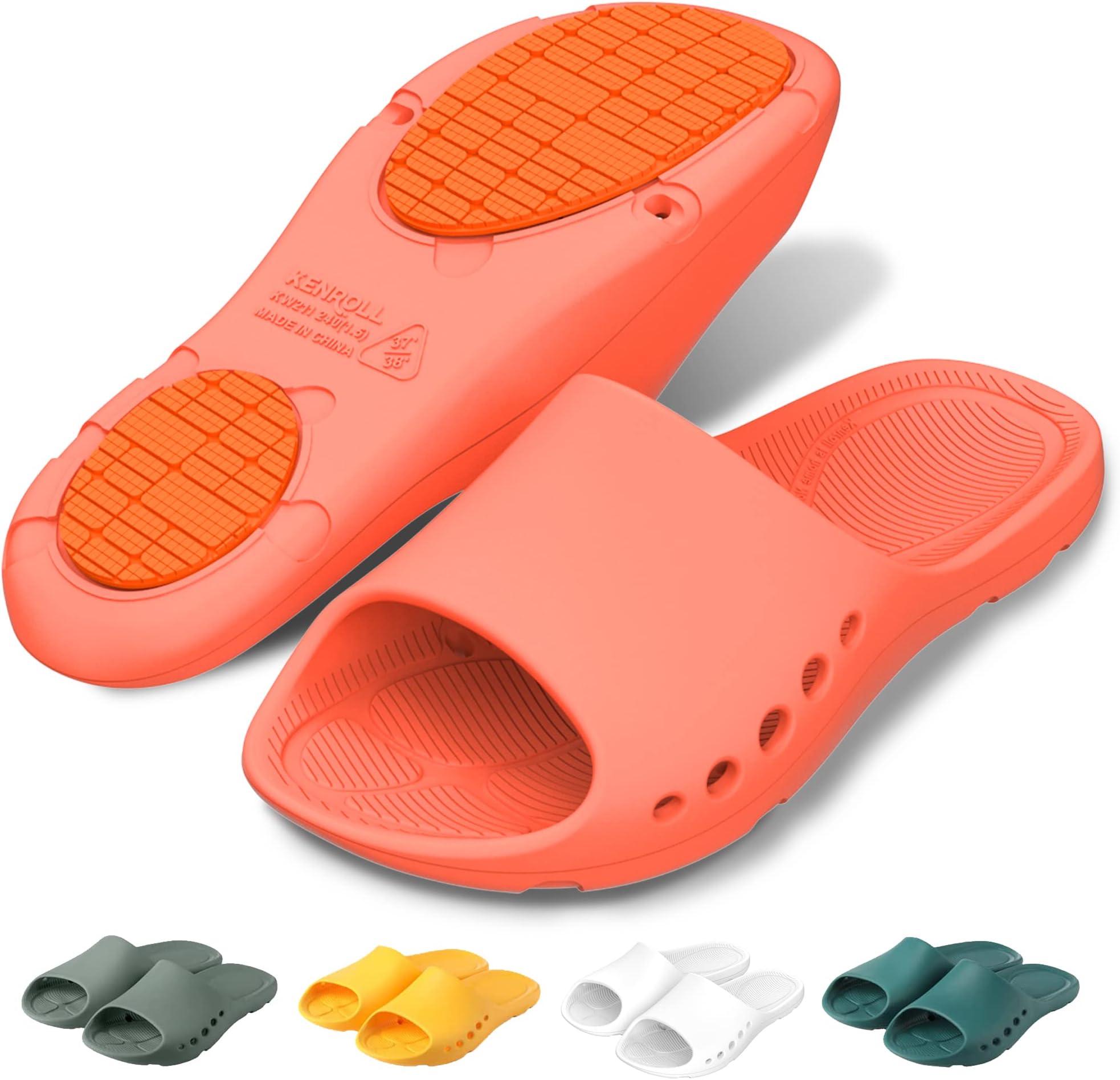 KENROLL Non Slip Shower Shoes for Maternity and Elderly People's, Comfy Womens Slides for Women and Men, Summer Bath Slippers