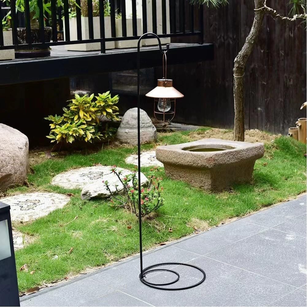 Gancio da pastore in ferro antiruggine per piante da giardino nero