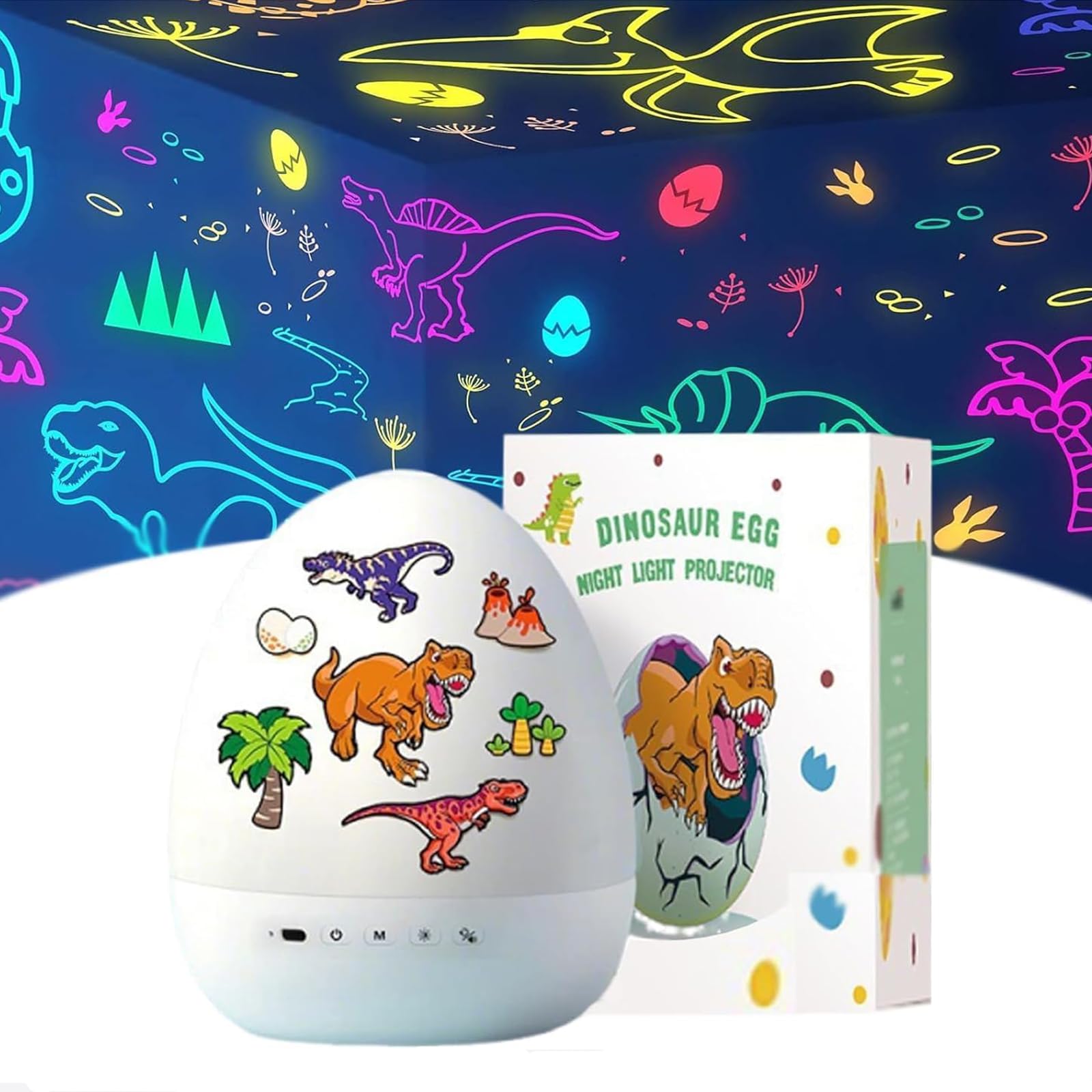 Dinosaur Egg Night Light Projector,Dinosaur Egg Galaxy proiettore Stelle soffitto Bambini,proiettore di Disegno,Luce Notturna Dinosauri,Luce Notturna Bambini Fai da Te,Luce Notturna Bambini-A