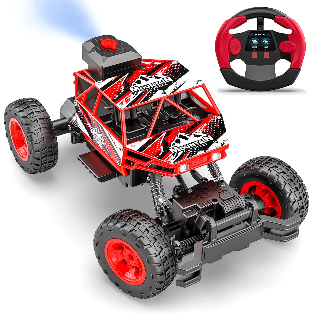 Mirana Duster 4WD 4x4 RC Car | High Speed ATV Remote Control Rock Crawler | C-Type USB Rechargeable Offroad Monster Truck | Spring Suspensions | Fun Outdoor Toy for Kids (4 Wheel Drive, Red)
