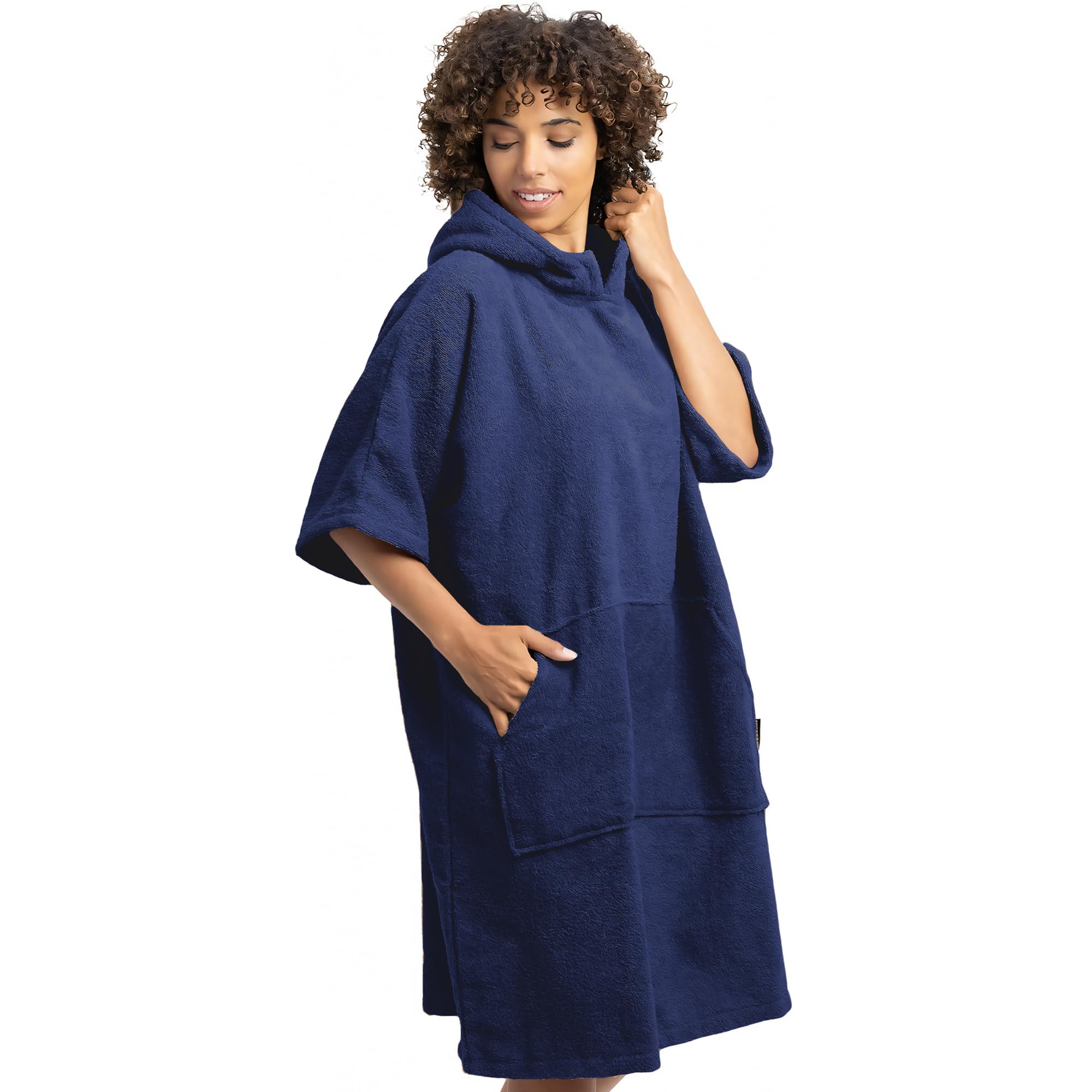 HOMELEVEL Poncho con capucha - Ponchos de algodón unisex con bolsillo para mujer y hombre adulto - Para surf playa natación - Talla S a XL