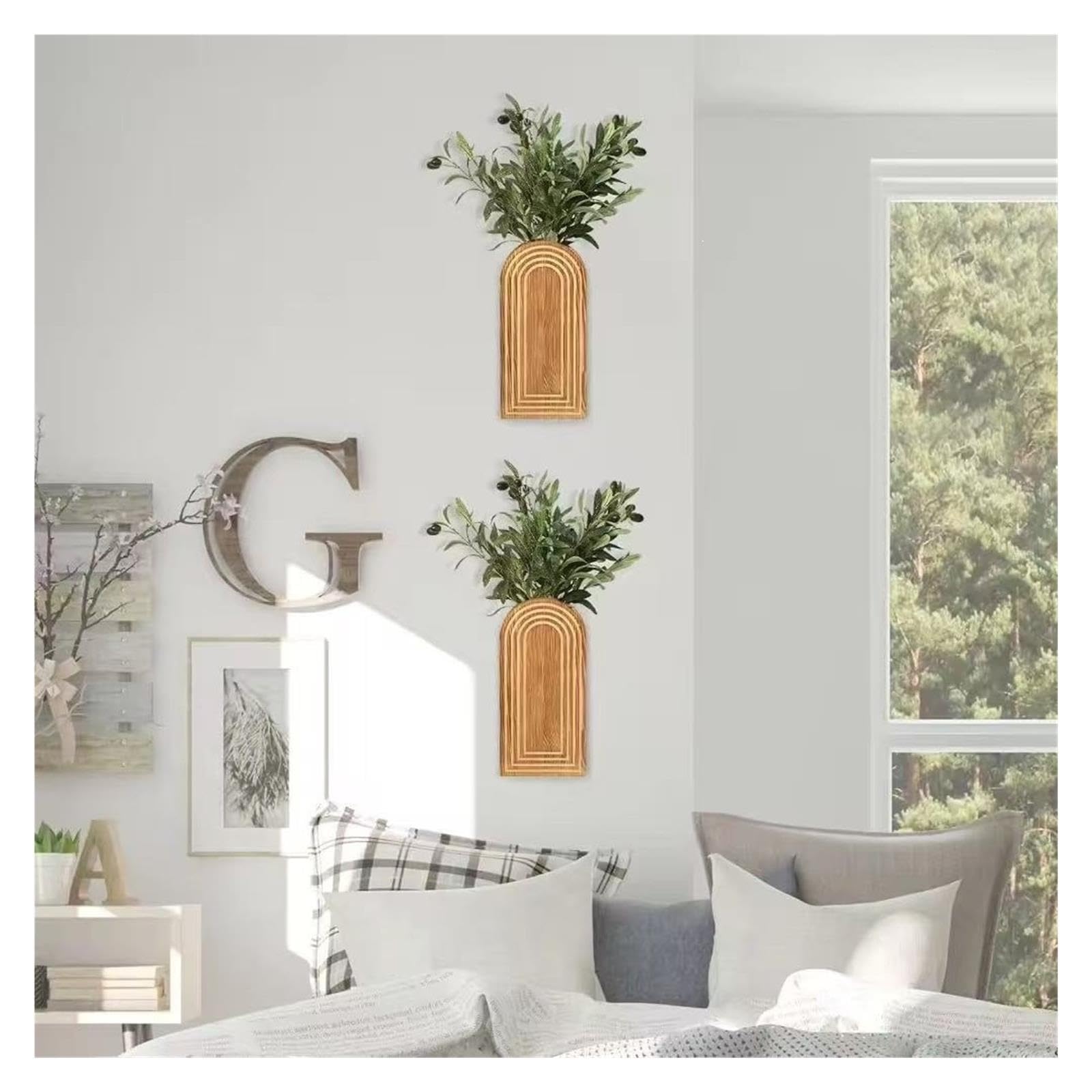 Dekorative Vase aus massivem Holz zur Wandmontage Für Haushalt