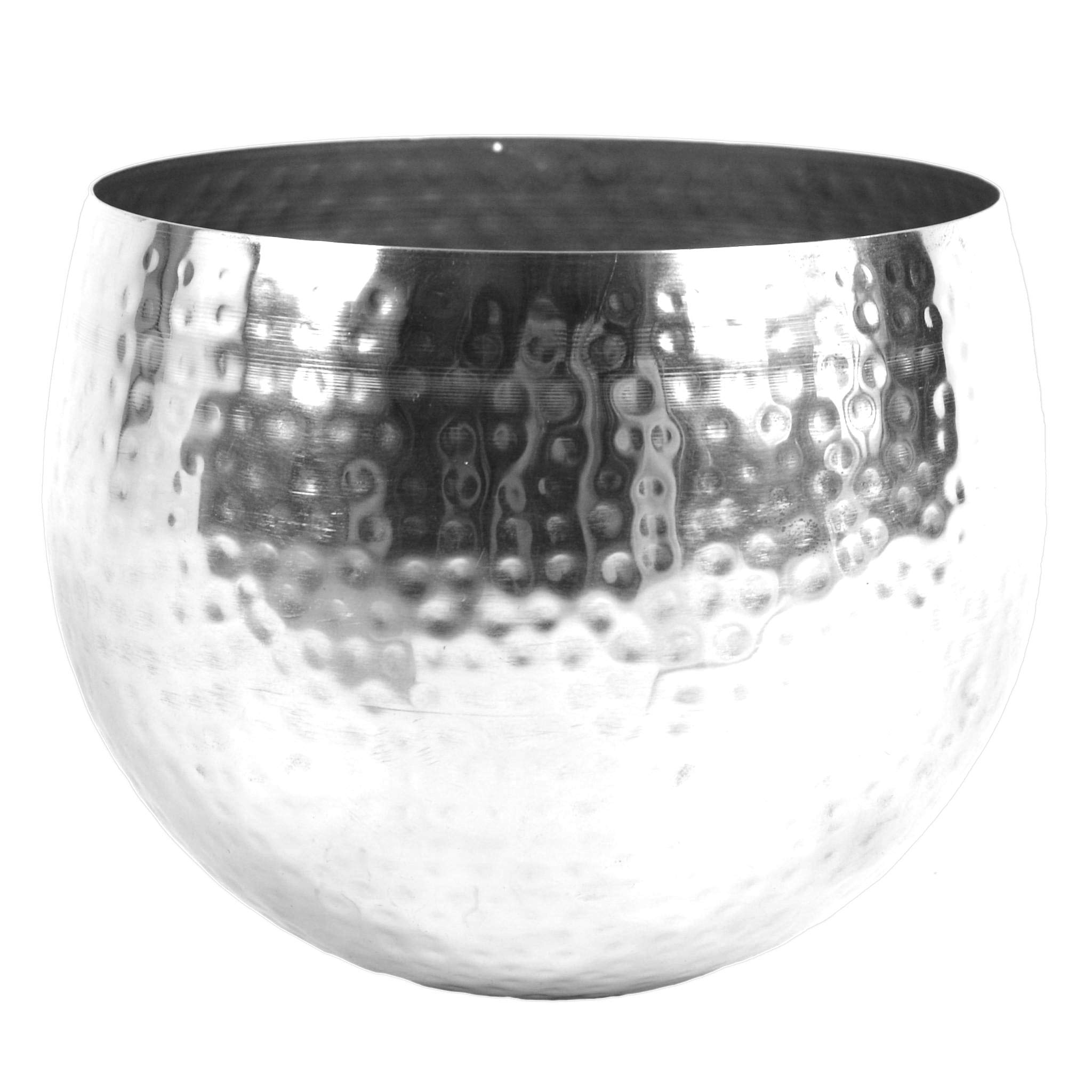 Leaf Large Straight Edge Hammered Metal Bowl, Silver, 22 x 18 cm LEAF-7303B