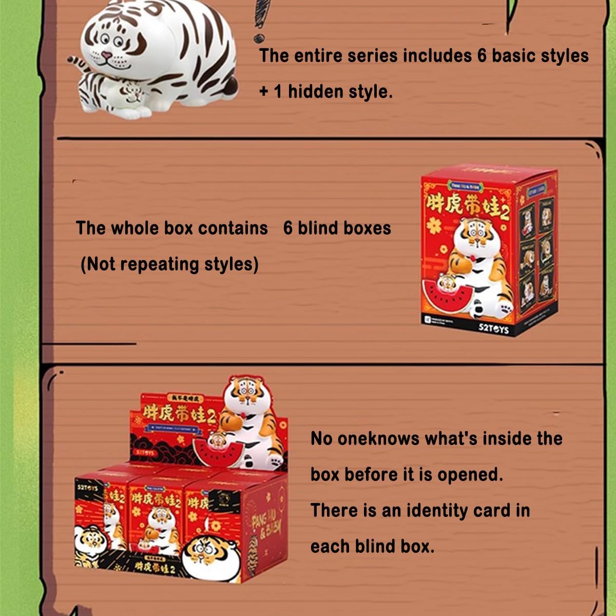 Aven Rabbit Panghu with Baby Series 2 Series Blind Box Action Figures Mystery Box Cute Random Toys Birthday Gifts Christmas Collectible Toy for Desktop Ornaments, 1PC
