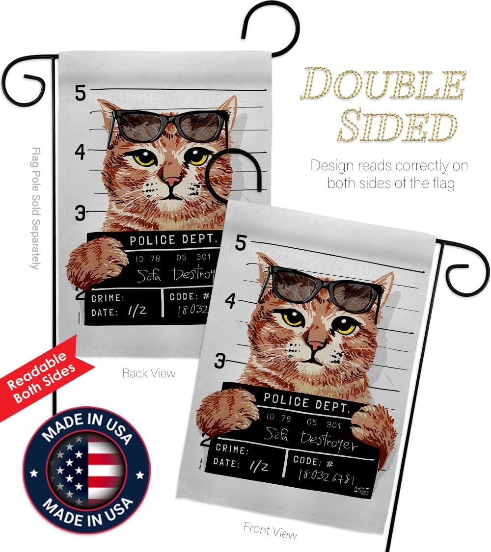 Bad Kitty Garden Flag Cat Kitten Meow Spoiled Paw Fur Pet Nature Farm Animal Creature House Decoration Banner Small Yard Gift Double-Sided, Made in USA