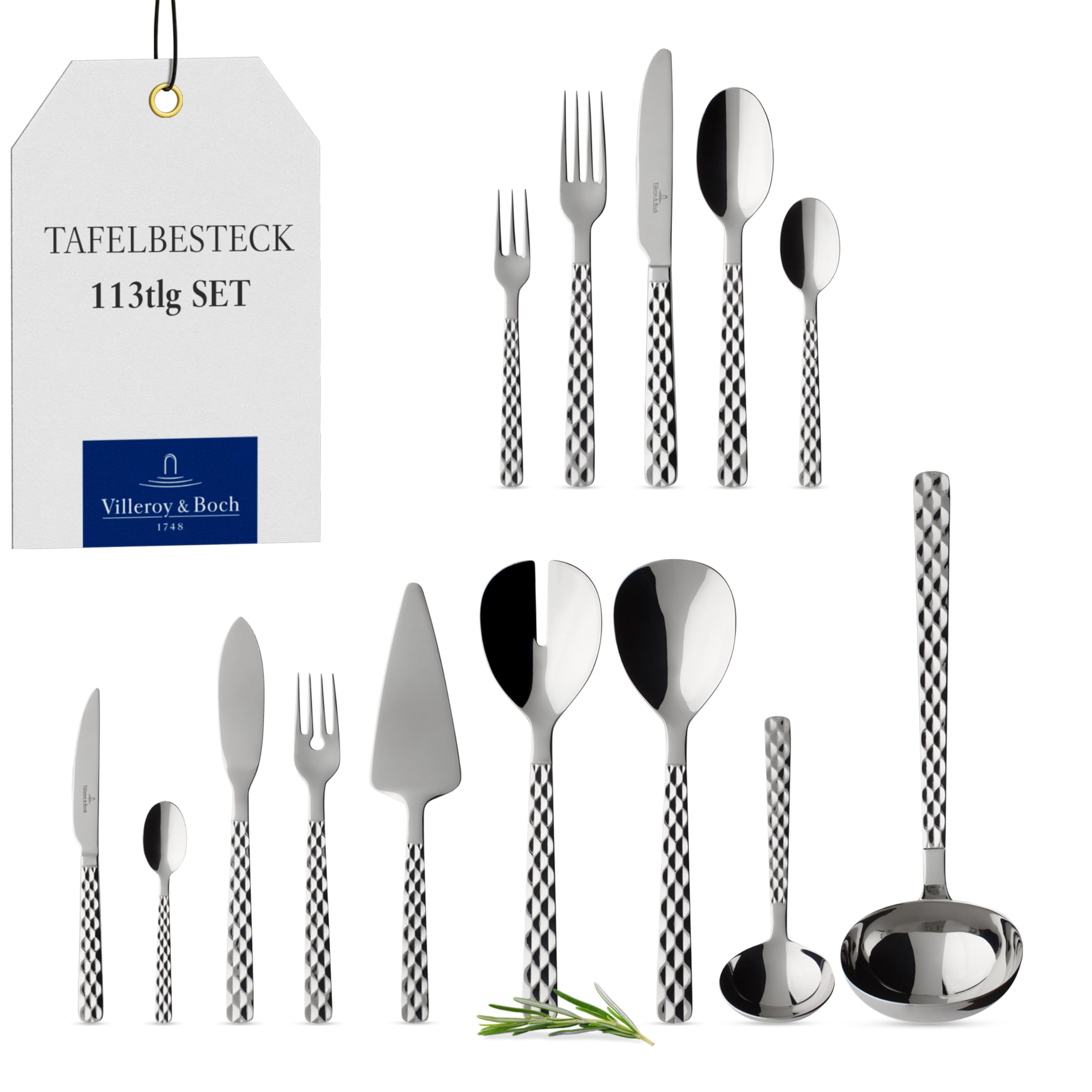 Villeroy und Boch Boston Tafelbesteck für bis zu 12 Personen, 113-teilig, Edelstahl
