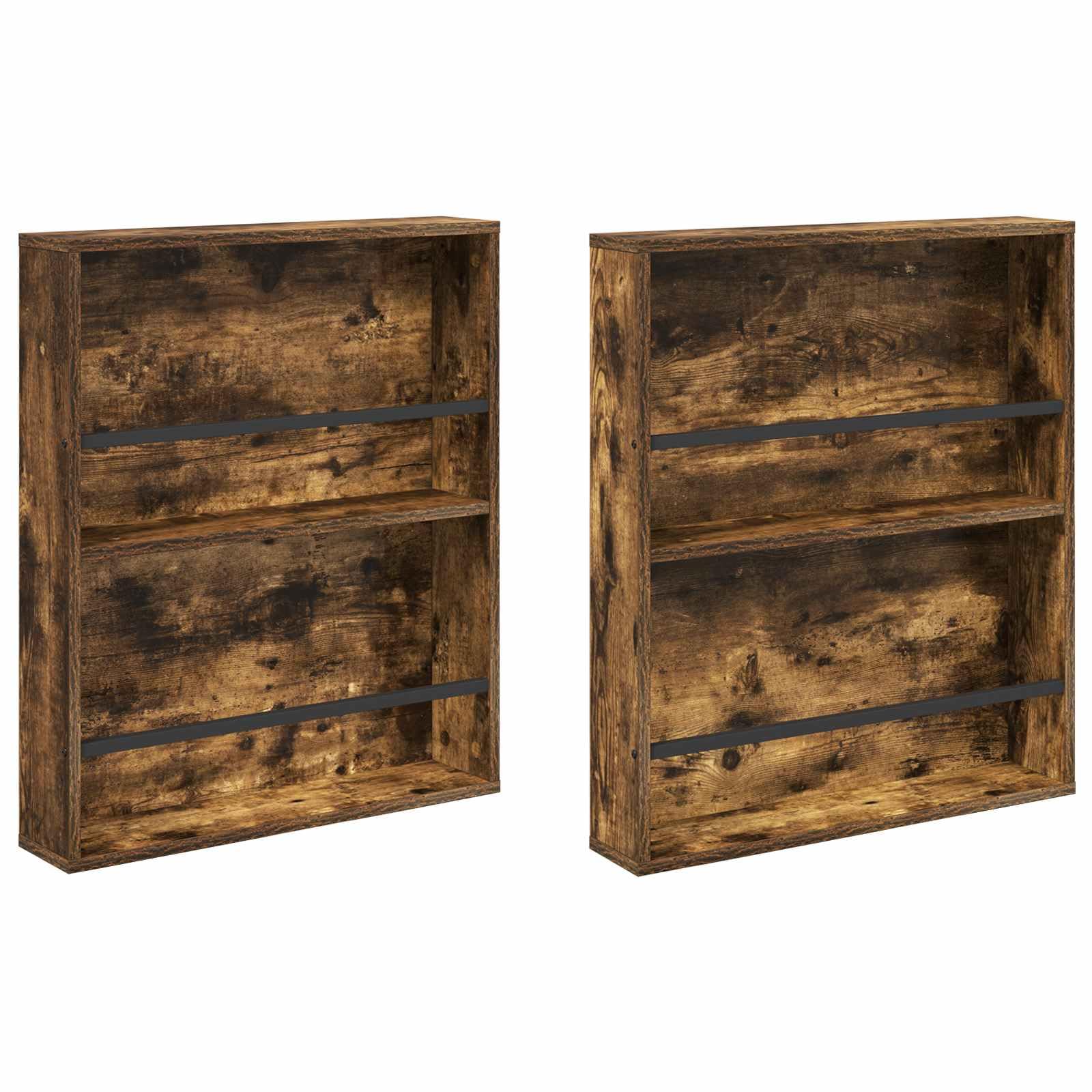 Générique Regał na czasopisma 2 szt., półka ścienna 60 x 12 x 70 cm z drewna inżynieryjnego wędzonego dębu, regulowany uchwyt na czasopisma do salonu lub biura, nowoczesny i praktyczny schowek na