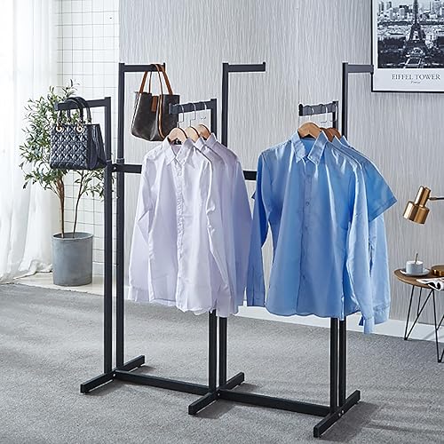 Miniatura 2 de FKKPRVAX Perchero de metal de pie para ropa - Estantes de exhibición pesados para retail con ruedas, estante de ropa de 8 brazos, estantes