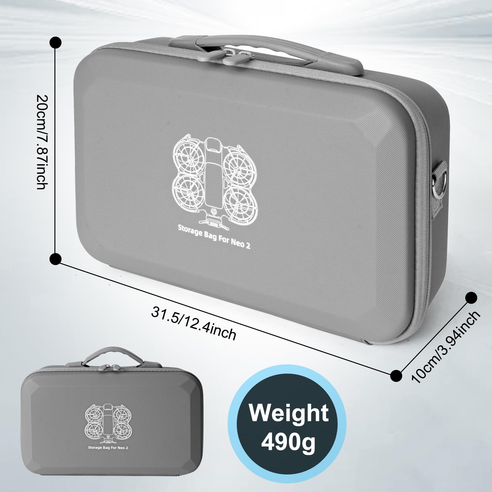 Sac pour DJI NEO 2, Housse de Transport Portable en Cuir PU pour DJI NEO 2 Fly More Combo Accessoires, Compatible avec la Télécommande RC-N3/N, Batterie, Station de Charge Bidirectionnelle (Gris)