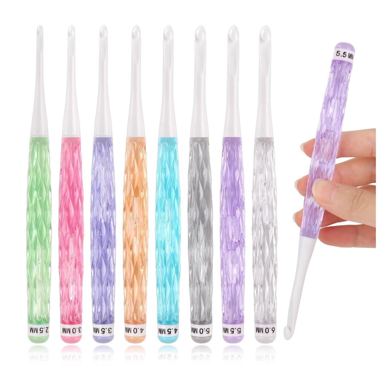 8Pcs/Set Color Crochet Hook Kit Ergonomic Crochet Hook for Beginner