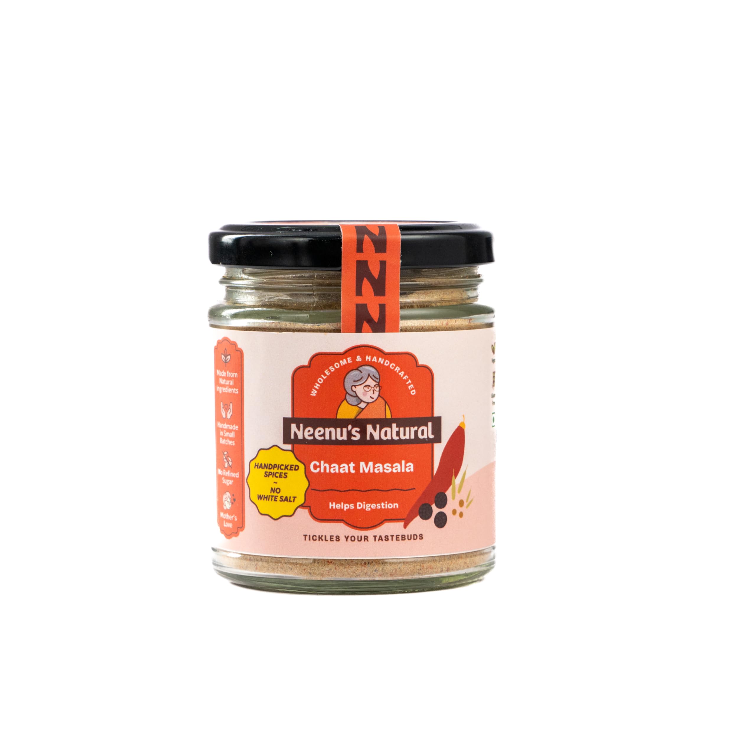 Neenu's Natural Chaat Masala Powder - 125 gram | Authentic Tasty & Pure Chat Masala | 100% Natural Ingredients | No Chemicals or Additives | Perfect Tangy Fruit & Salad Masala for Daily Use
