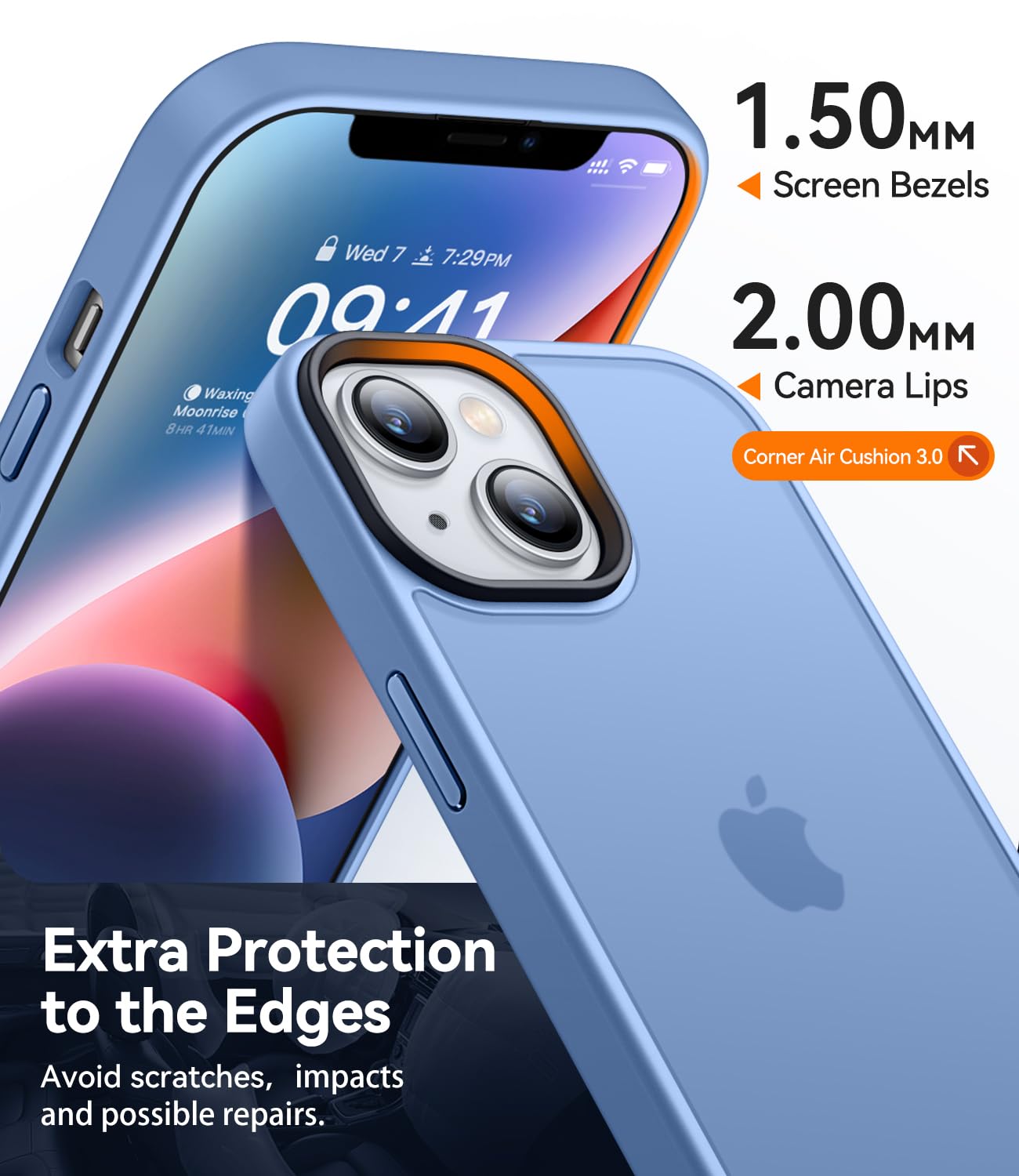 CANSHN Cover Opaca per iPhone 13 e iPhone 14(6,1 Pollici), Custodia Traslucida Opaca Protettiva Sottile Antiurto - Blu Chiaro