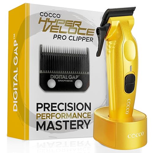 Cocco Hyper Veloce Pro Clipper, Digital Gap Ambassador Graphene Taper Blade Profesional Clipper, Motor BLDC de alto par, totalmente metálico,