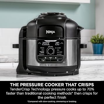 Ninja Foodi 9-in-1 Multi Cooker, Brushed Steel & Black, OP350UK | 6L with 9 Cooking Functions, Pressure Cook, Air Fry, Slow Cook, Grill and more, Brushed Steel & Black, OP350UK