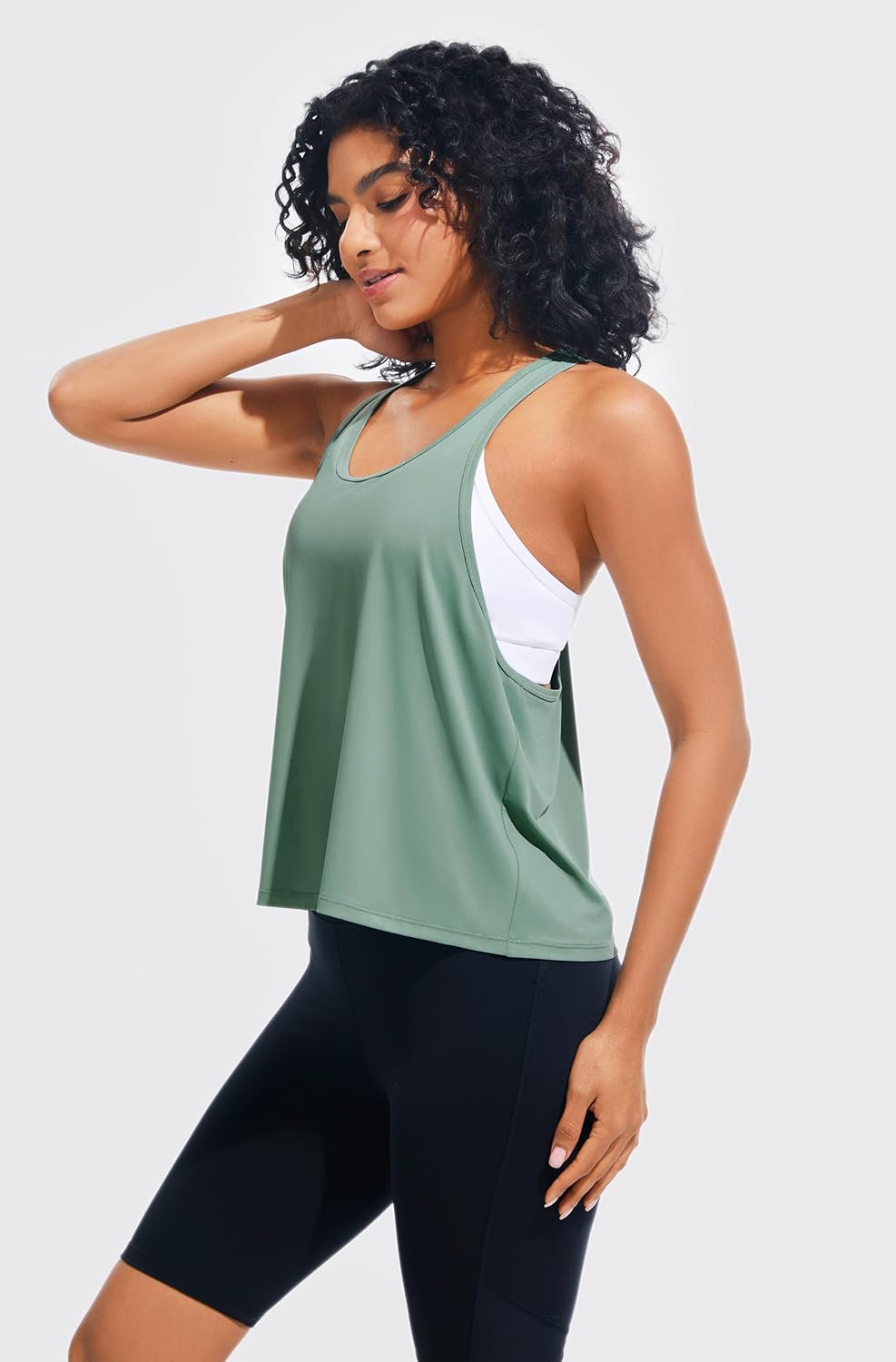 JOYSPELS Ice Silk Workout Tank Tops for Women Quick Dry Sleeveless Loose Fit Narrow Racerback Athletic Running Shirts - Image 3