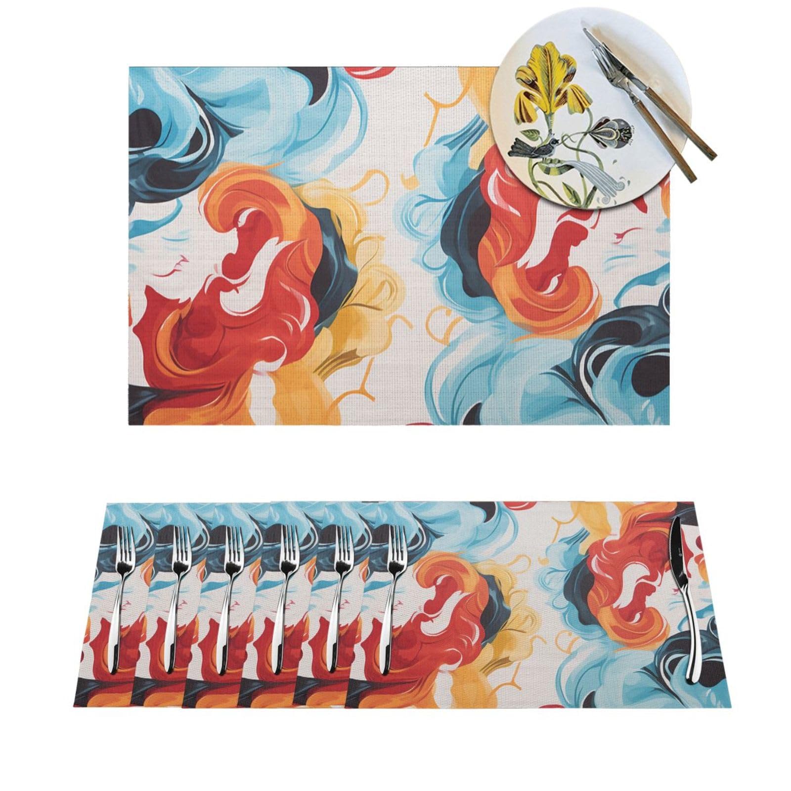 Sets de table antidérapants et résistants à la chaleur lot de 6 lavables multicolores
