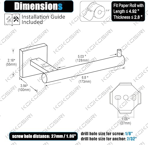 Miniatura 9 de KOKOSIRI Toalleros de 20 pulgadas, toalleros para baño, baño, soporte para papel higiénico, soporte para rollo de papel higiénico, níquel cepillado