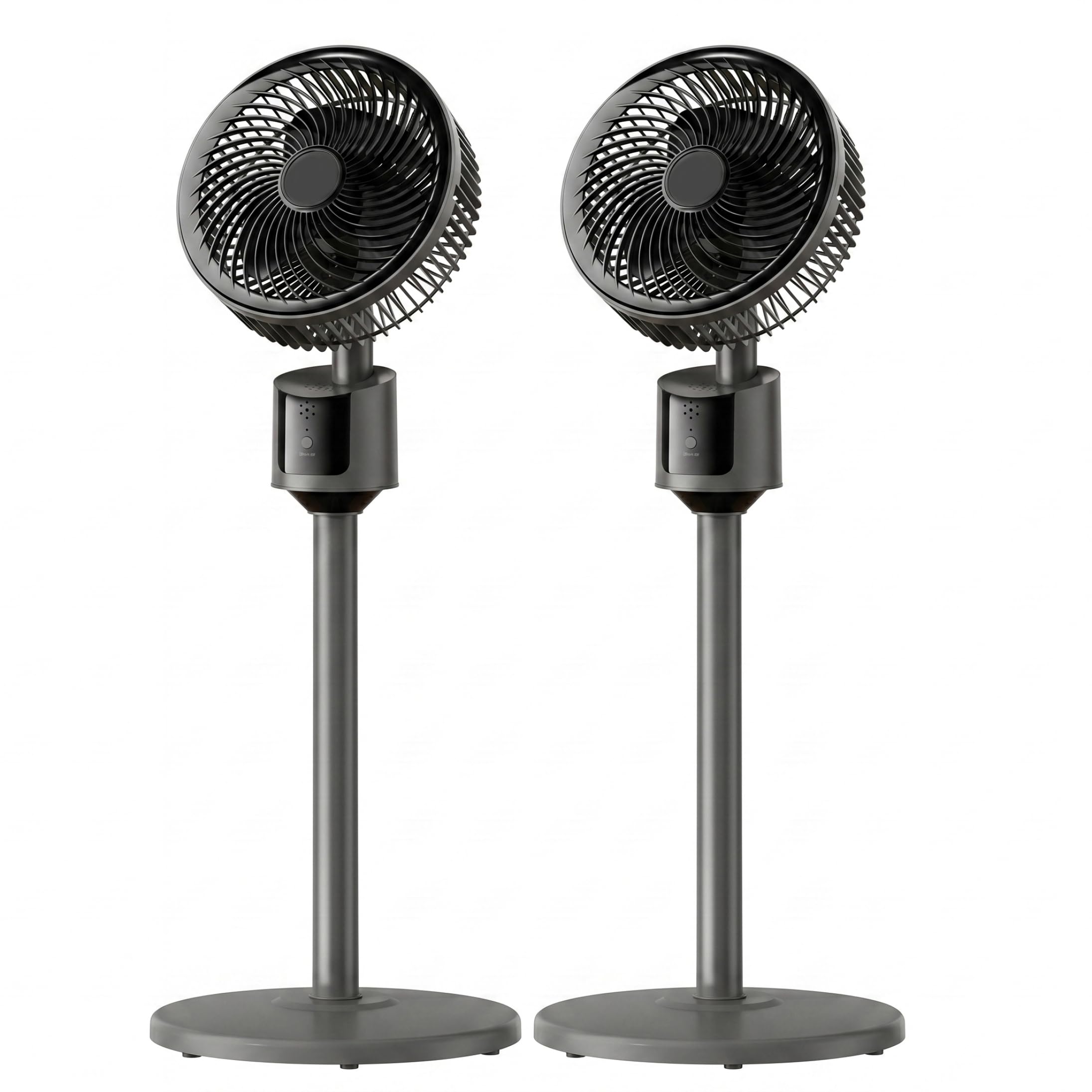 Ameble 2pcs Pedestal Fan Oscillating, Standing Fan For Bedroom, 3-speed 5m Airflow, Quiet Usb-powered Cooling Fans, Gray