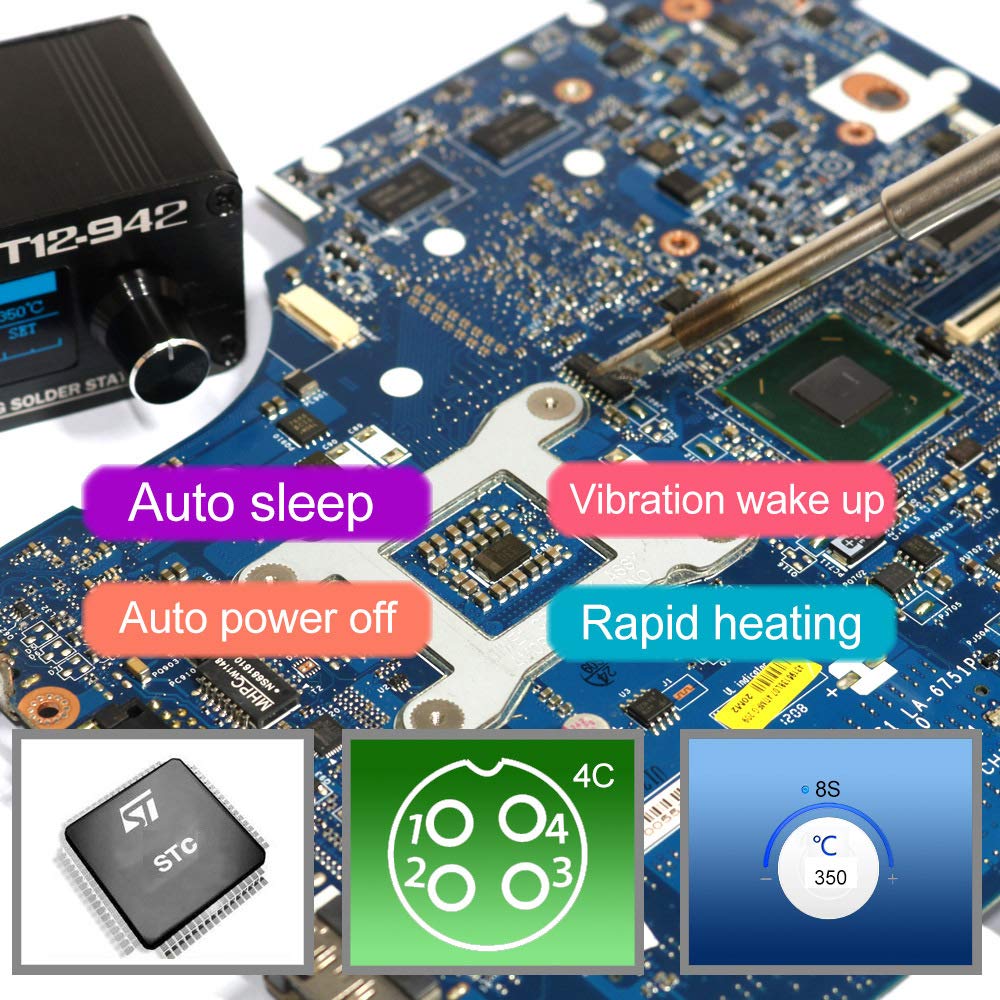 HUIOP T12-942 Spawanie OLED DIY Spawanie elektryczne s Wskazówki dotyczące temperatury z końcówkami K-i uchwytem