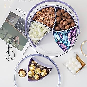 Amazon.co.jp: 蓋付きスナックトレイ | 5 つの個別の料理を備え