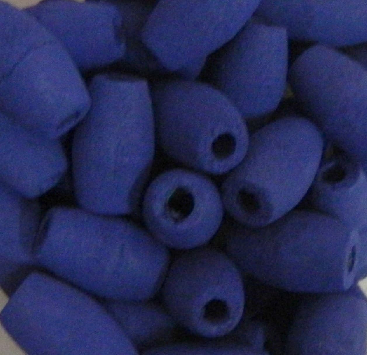 48 Blue 24x14mm Macrame Large 5mm Hole Barrel Rose Wood Beads