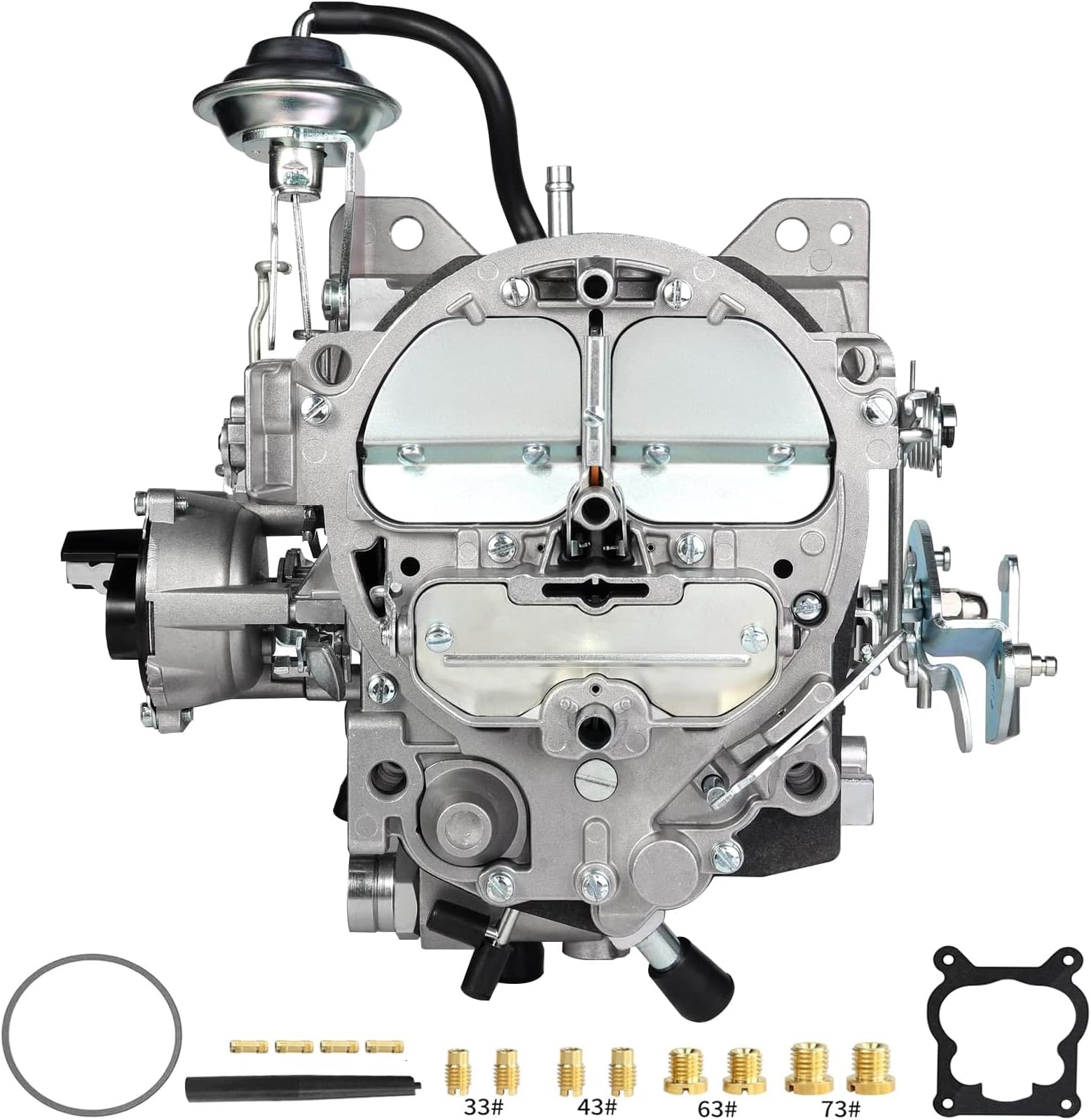4 Barrel Carburetor For 1904R 1906R Rochester Quadrajet 4MV, Fit for GM Chevrolet Chevy Cadillac 1980-1989 with 305-350c.i Engine 750 CFM Vacuum Secondary Electric Choke Carb W/Gaskets Plugs jets